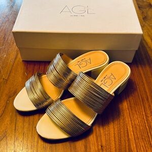 AGL Women's Metallic Gold Mules